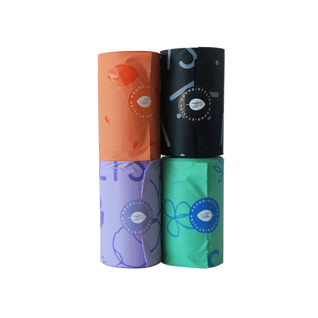 4 ROLLS BIODEGRADABLE COMPOSTABLE POOP BAG (60 BAGS)