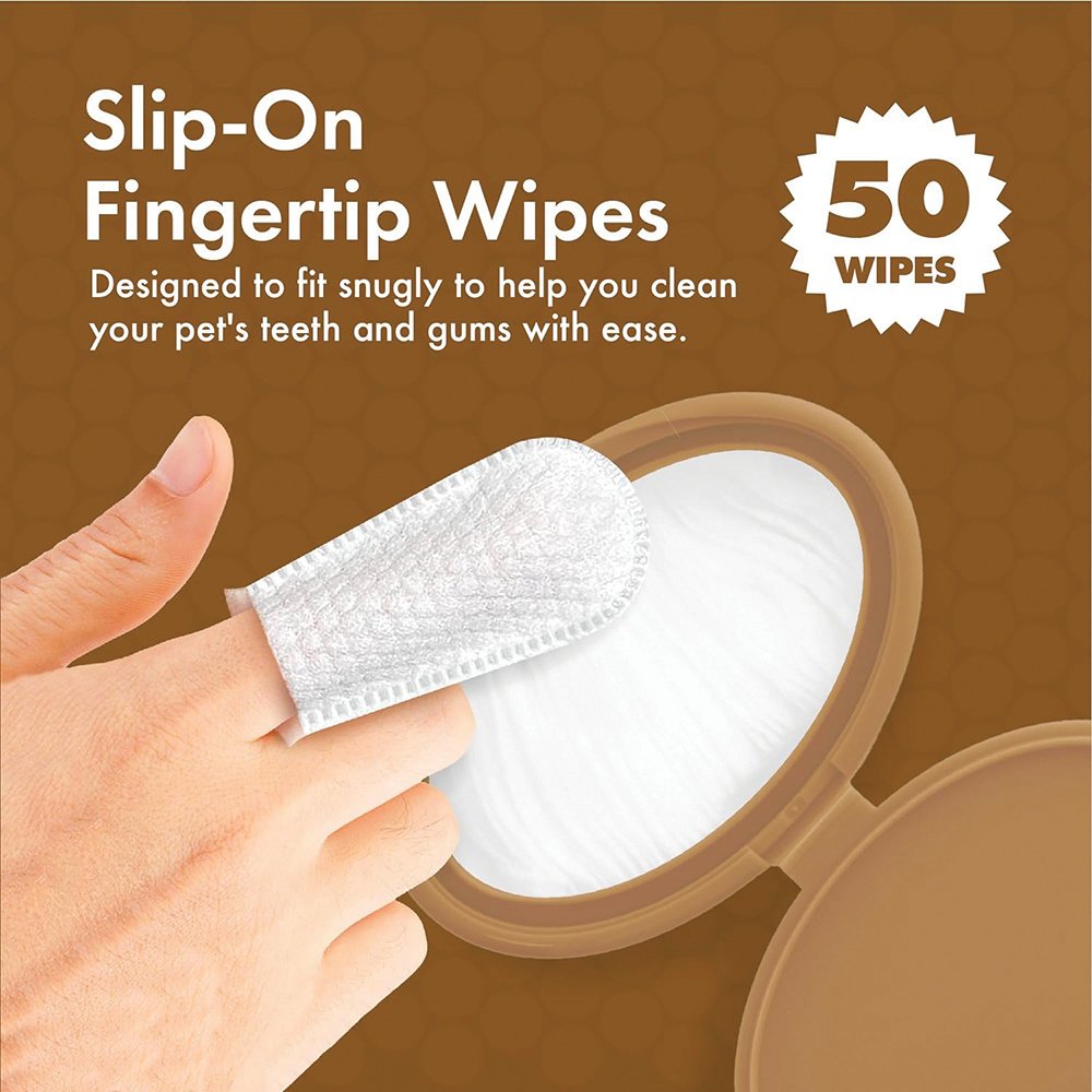 PETKIN FINGERTIP TOOTH WIPES PEANUT BUTTER FLAVOUR 50PK