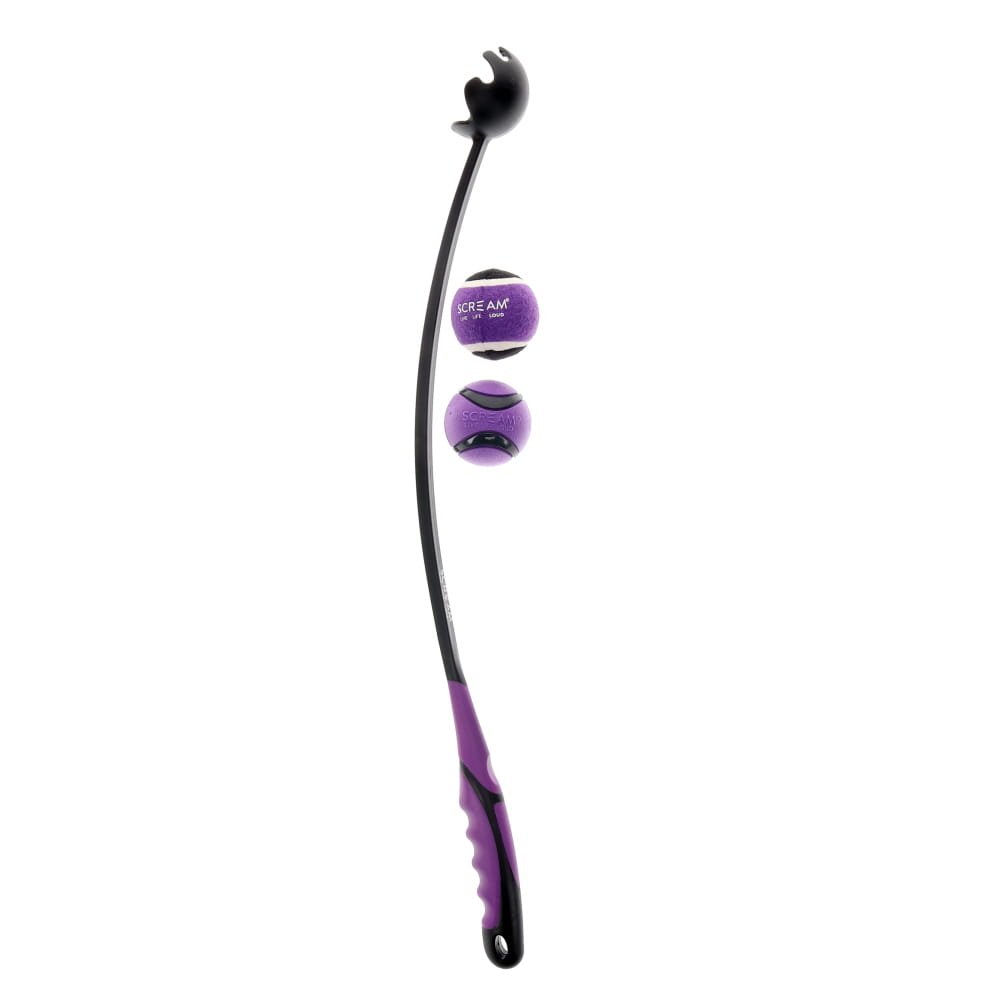 SCREAM DELUXE GRIP BALL LAUNCHER FETCH PACK MEDIUM PURPLE/BLACK 65CM