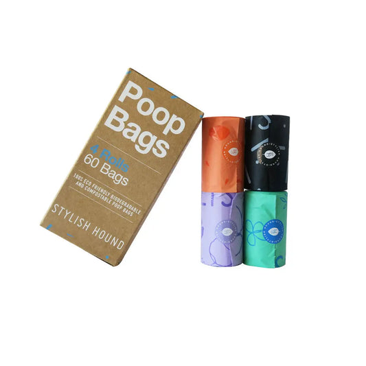 4 ROLLS BIODEGRADABLE COMPOSTABLE POOP BAG (60 BAGS)